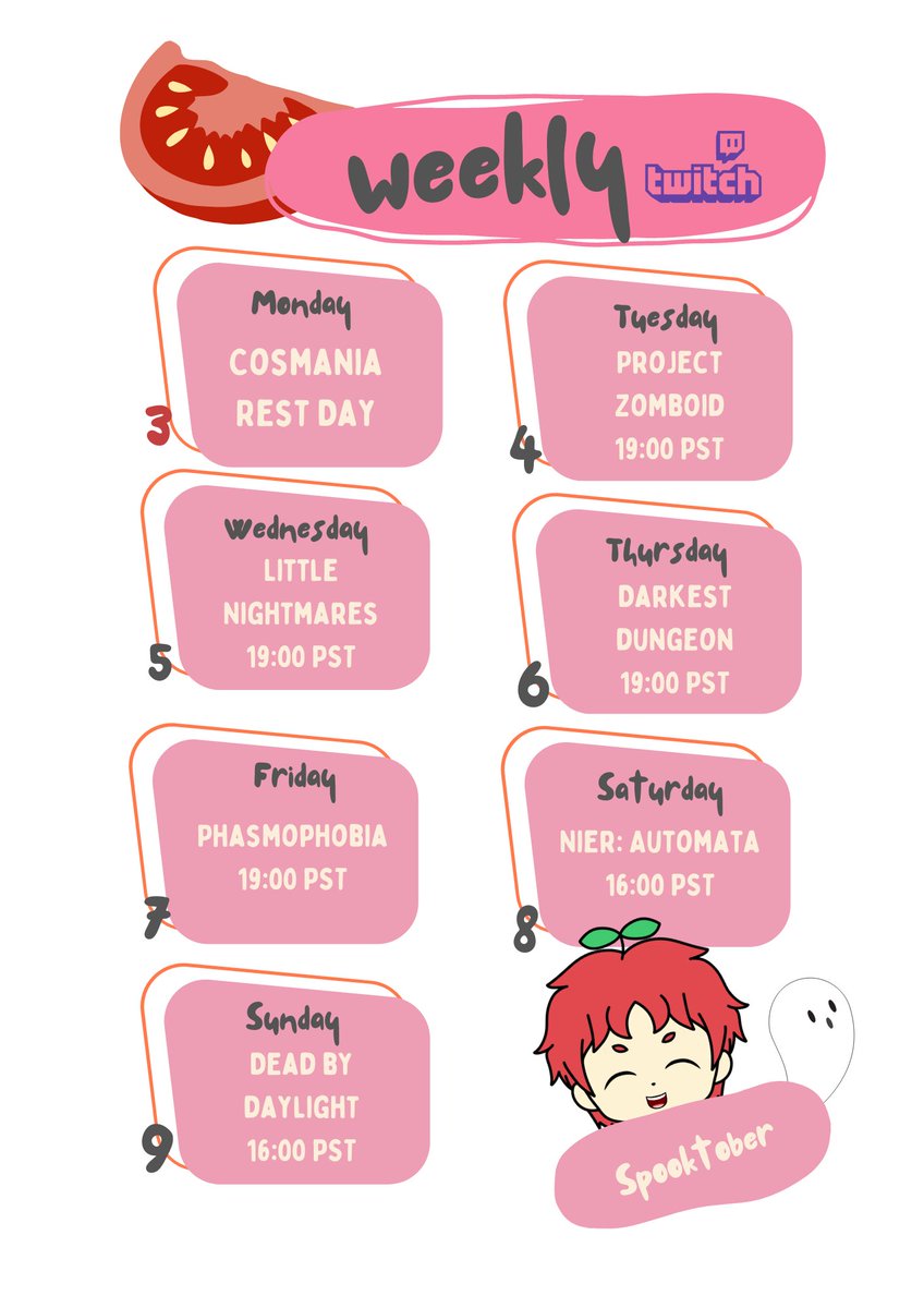 ZeeLiger's tweet photo. It's a bit late but here is my schedule for this week!🍅

I slept through the entire Monday because my legs were arghhhhh...

TAGS
Live #LiveZee
Art #ArtZee
Memes #MemeZee https://t.co/rz6IF3uQXb