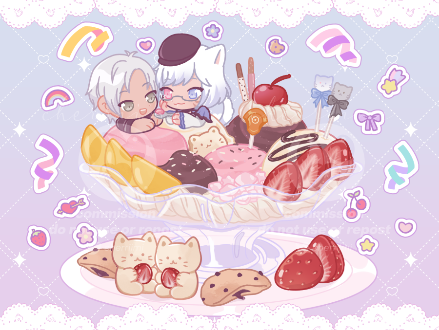 null 「 commissions open! slots for parfait and」|𝙖𝙧𝙞𝙨𝙖 🐱🍒 cf16 G27-28のイラスト