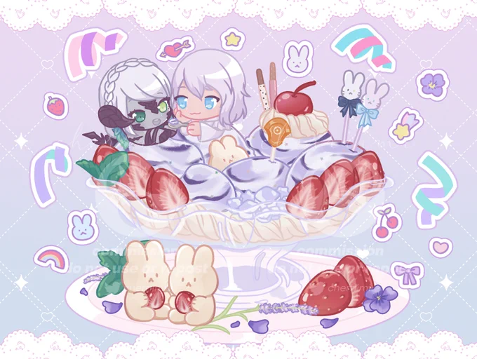  commissions open! slots for parfait and 3 slots for little beans now available on kofi! 