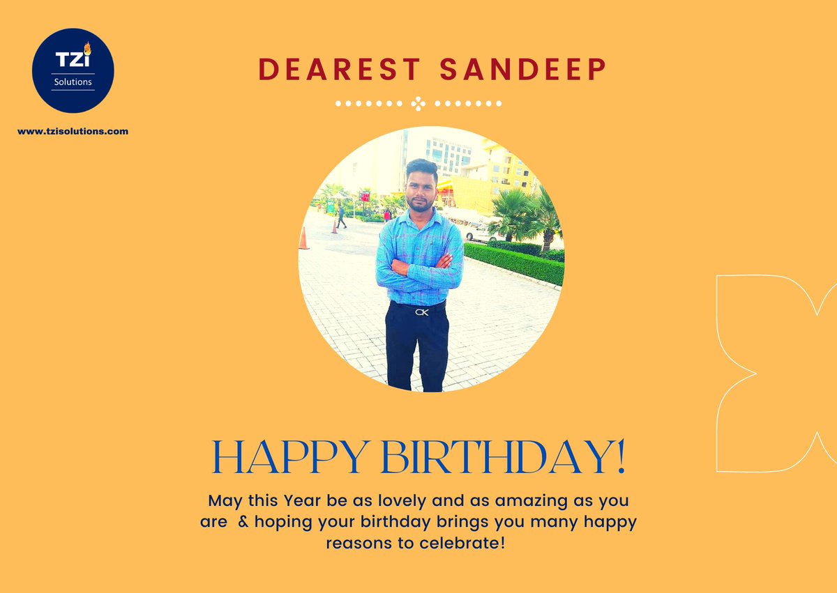 tzisolutions's tweet photo. It’s Sandeep’s birthday! 🎉 🎂
Happy birthday to one of the kindest and warmest person at TZi Solutions..!!
“Hoping your birthday brings you many happy reasons to celebrate!”
#happybirthday #birthday #celebration #celebrations #birthdaycelebration #birthdaypost #TeamTZi #Team https://t.co/WjmDMMwZ3Y