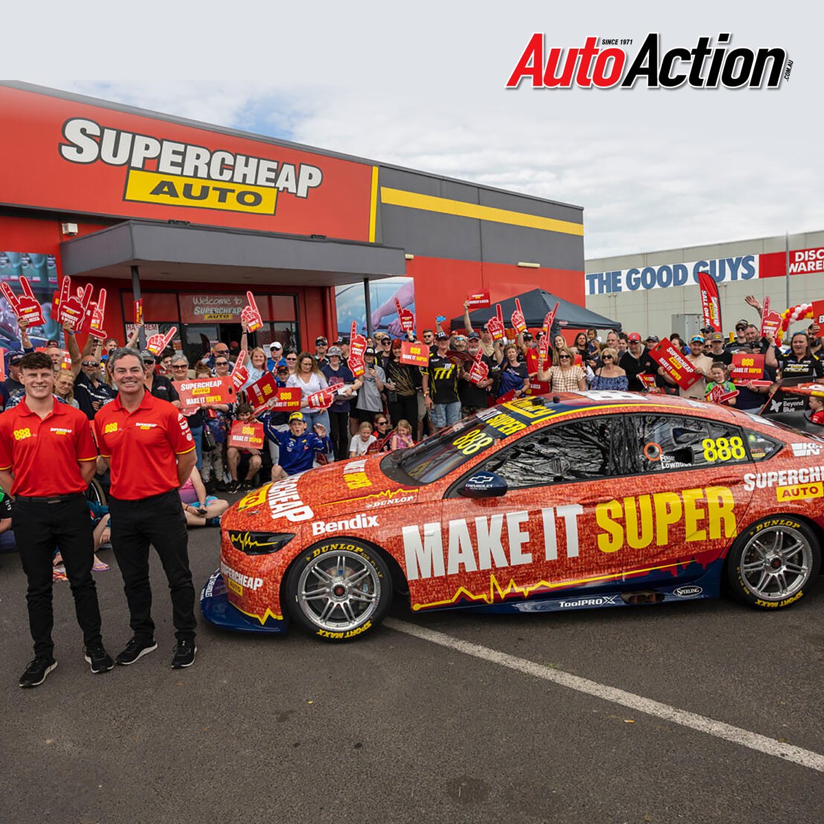 Auto_Action's tweet photo. #SUPERCHEAPAUTO WILDCARD REVEALED
The #TripleEightRaceEngineering Supercheap Auto-backed wildcard will race a unique fan-themed livery at the #2022Bathurst1000, following a reveal in front of hundreds of fans at the sponsorโs #Bathurst store today.
https://t.co/J8XH6wsYlW https://t.co/q3OP5Q4oeI