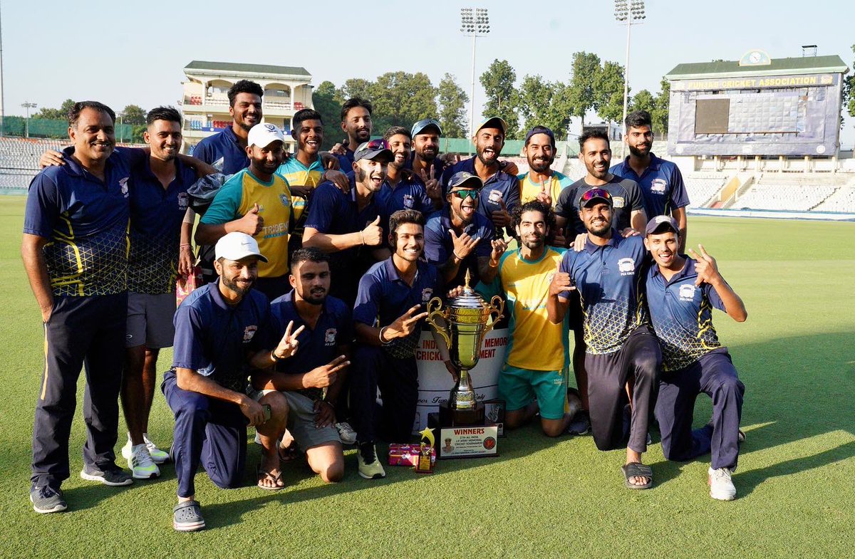 pcacricket's tweet photo. 27th #AllIndiaJPAtrayCricketTournament 2022 

PCA Colts - CHAMPIONS of 27th All India J.P. Atray Memorial Cricket Tournament. 

#JPAtray #PunjabCricket #Cricket #DomesticCricket #PCA #PCAnews #PCAupdates @gulzarchahal @BCCIdomestic https://t.co/4s3t9tryRD