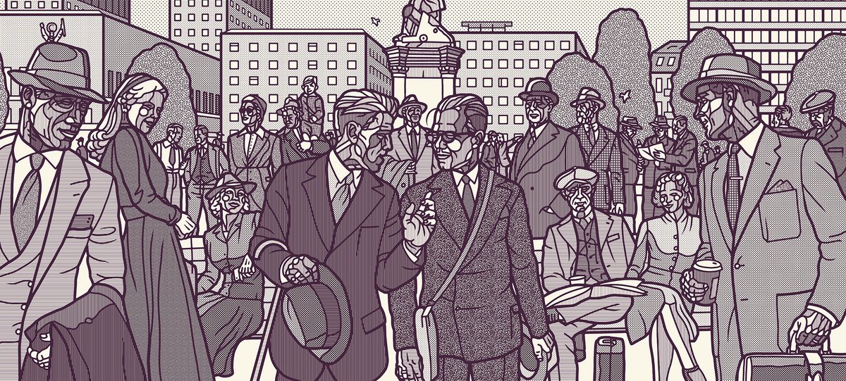 creativecloud's tweet photo. Slip into the 1930s with this Frieze-style line drawing of Central Oslo and other intricate illustrations from Børge Bredenbekk: https://t.co/7OgQ8eQkbl https://t.co/LSyFVMY2yz