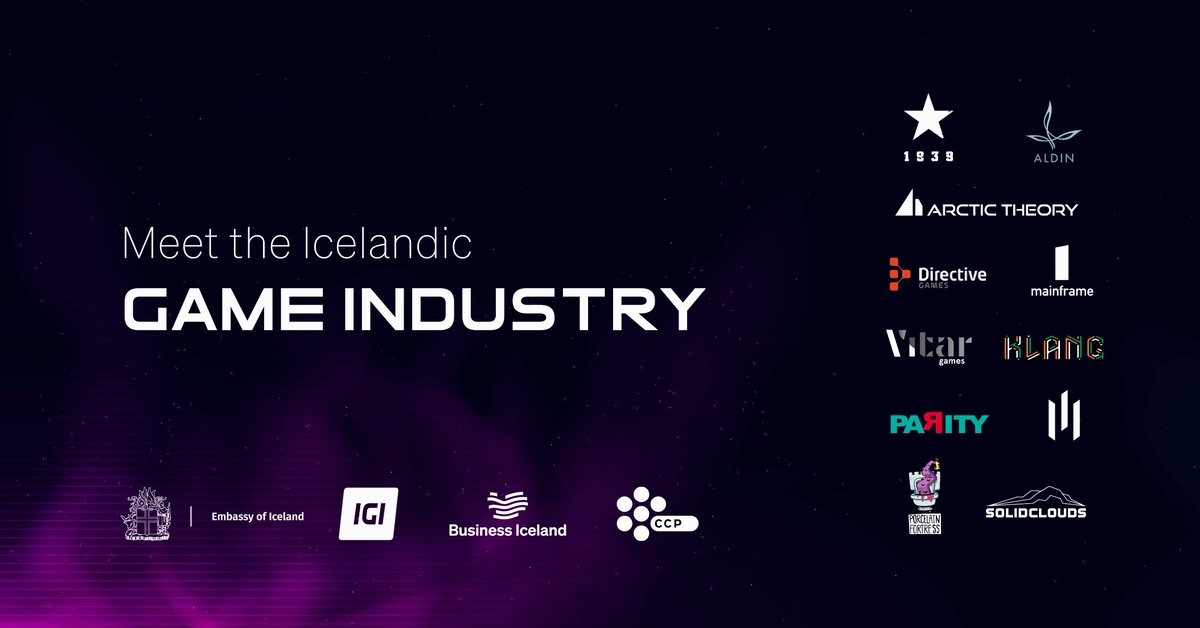 Meet the Icelandic Game Industry 🌋 Great seeing you in London 🇬🇧 @1939GAMES @AldinDynamics @arctictheory @DirectiveGames @KlangGames @mainfrme @myrkurgames @Parity_Games @PorcelainFort @Solid_Clouds @VitarGames Thank you Amb. @SturlaSigurjons, @Islandsstofa, @gamedeviceland 🙌