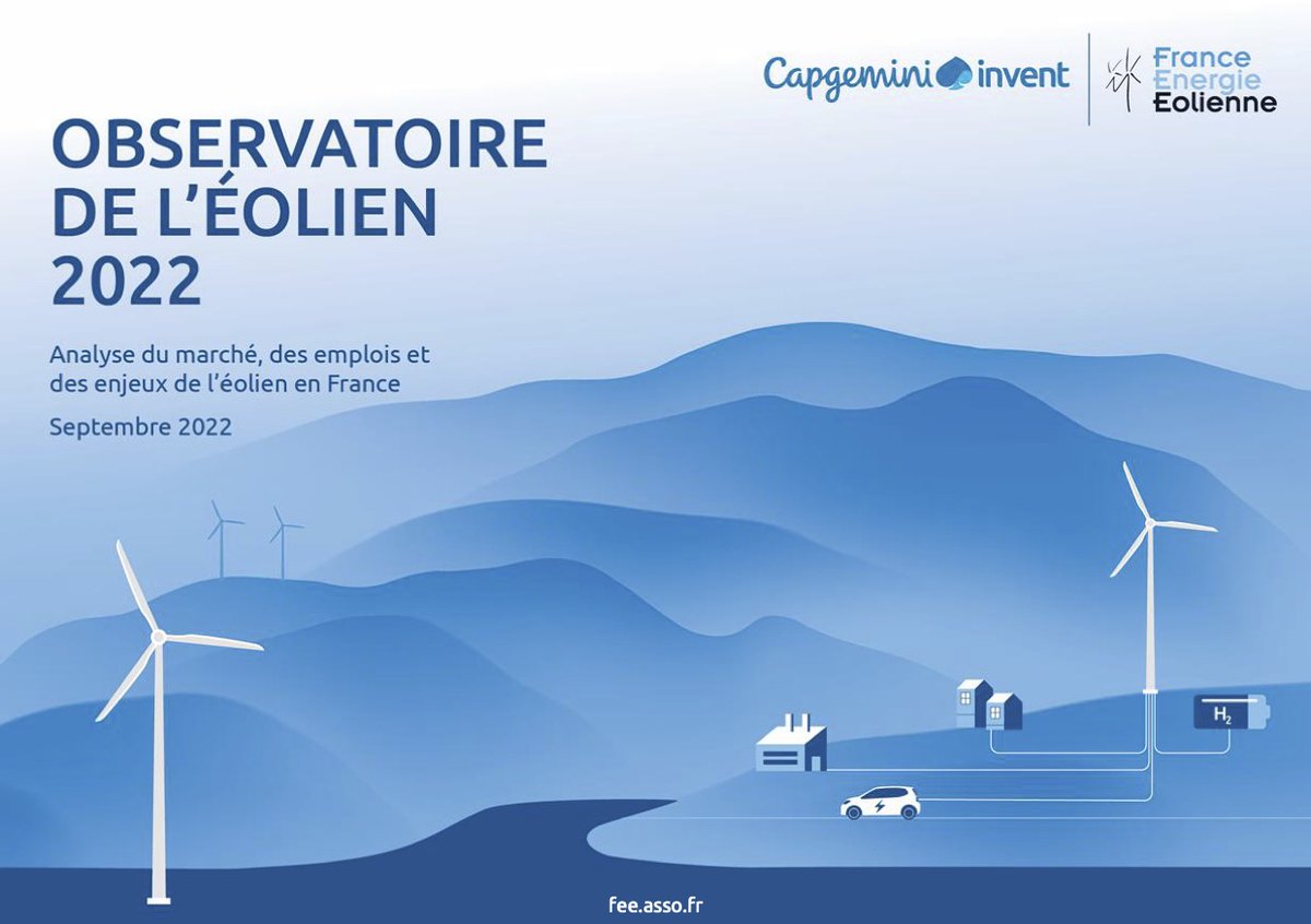 [#Energie] Publication de l'observatoire de l'#éolien 2022 avec <a href="/CapgeminiInvent/">Capgemini Invent</a>. La filière #éolienne est le 1er employeur des énergies renouvelables en 🇫🇷. On fait le point sur les enjeux, le marché et les #emplois. #EnR #EMR #CriseEnergetique  🧵1/7
📢 fee.asso.fr/pub/observatoi…