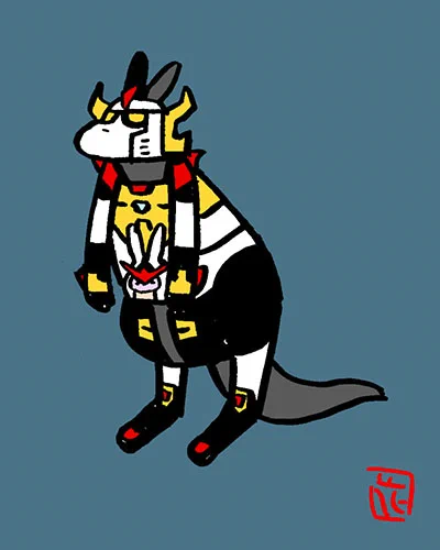 カンガル転王。カンガルンセブン#カンガルー #逆転イッパツマン #大鉄人17#イラスト#かんがるーヒーローズ #メカ 編#ファンアート 