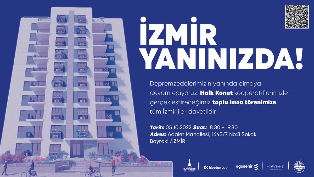 🏘️ Halk Konut büyüyor!

Yarın gerçekleştireceğimiz toplu imza törenimizle Halk Konut Kooperatiflerinin sayısını 10'a çıkarıyoruz. 

Tüm İzmirlileri törende bizlerle olmaya davet ediyoruz.

#İzmirYanınızda