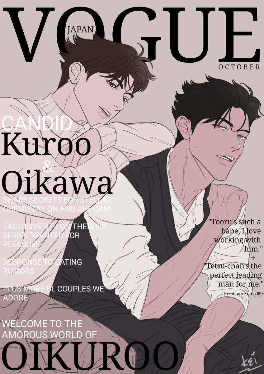 artbykei's tweet photo. 🎬 Actors!OIKUROO AU🎬

It goes something like this:
1. Oikuroo are showbiz’ new hot pair.
2. They’ve got stellar chemistry on and off cam.
3. Everyone adores them.
4. None of it is real.
5. One of them begins wishing otherwise.

#oikuroo #오이쿠로 #oikawa #kuroo #haikyuu https://t.co/ryRYlHijc6