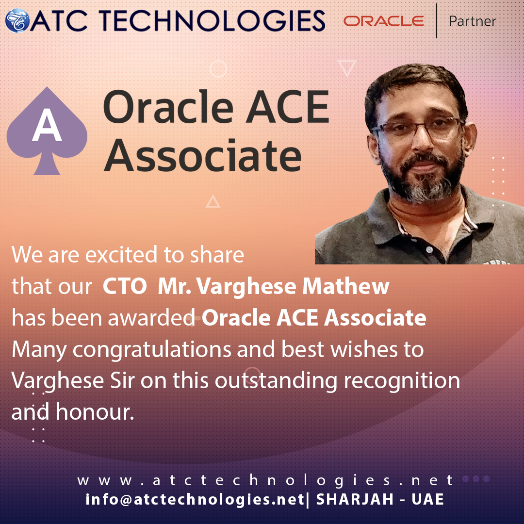 Congratulations to Varughese Mathew
ORACLE ACE ASSOCIATE
#oracle #oracleace #oraclecloud #dedication #learning #INOAUG