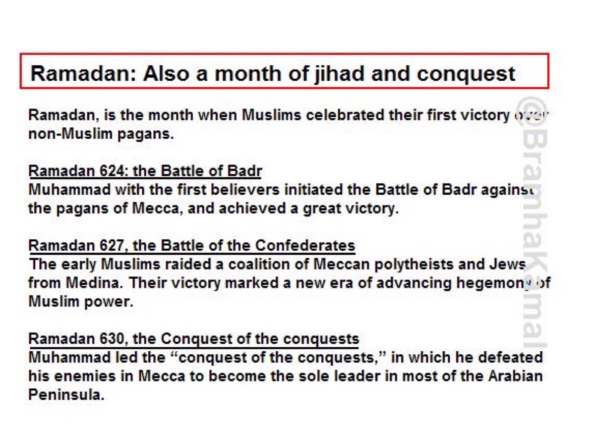 BramhaKamal's tweet photo. Lie to the ignorant. 

Had Islam been truly defensive, it would have remained restricted to Arabian Peninsula.

All #Jihad apologists talk ONLY of the first type. But NEVER mention the second type, the VIOLENT JIHAD.👇🏼 KILL NON BELIEVERS.

We’re those conquests peace missions?👇🏼 https://t.co/YAsb9wbxPI