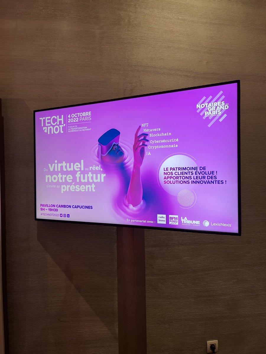 NotairesdeParis's tweet photo. #Notaires Prêts a vous plonger dans l’univers de la transformation numérique ? Le @ForumTechNot débute maintenant ❗️Une journée entière dédiée à l’#innovation #IA #notariat #TECHNOT2022 #transformation #Numérique https://t.co/ozPkVcWmHc
