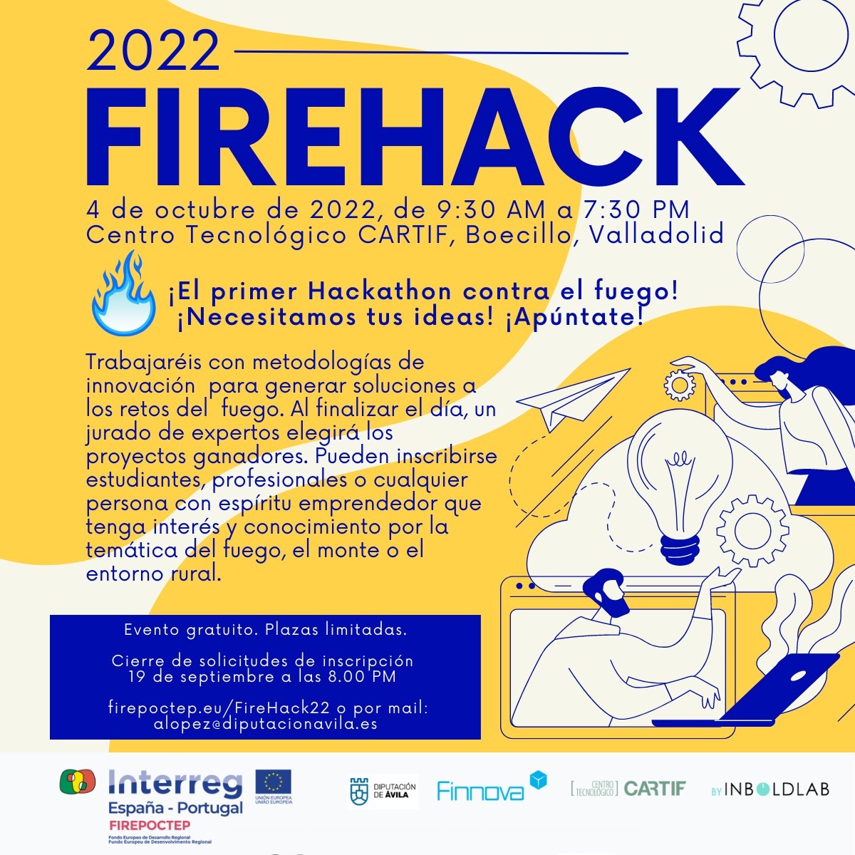 CARTIFCT's tweet photo. 🔊¡Hoy celebramos el #FIREHACK! 🔥
Organizado por @dipuavila, @CARTIFCT y @FinnovaEU, esta iniciativa reúne hoy en @CARTIFCT a equipos de voluntarios para que puedan trabajar en generar soluciones innovadoras a los retos específicos de los #IIFF 🔥
https://t.co/vV2I4WV2dn https://t.co/rHZZGgbWAN