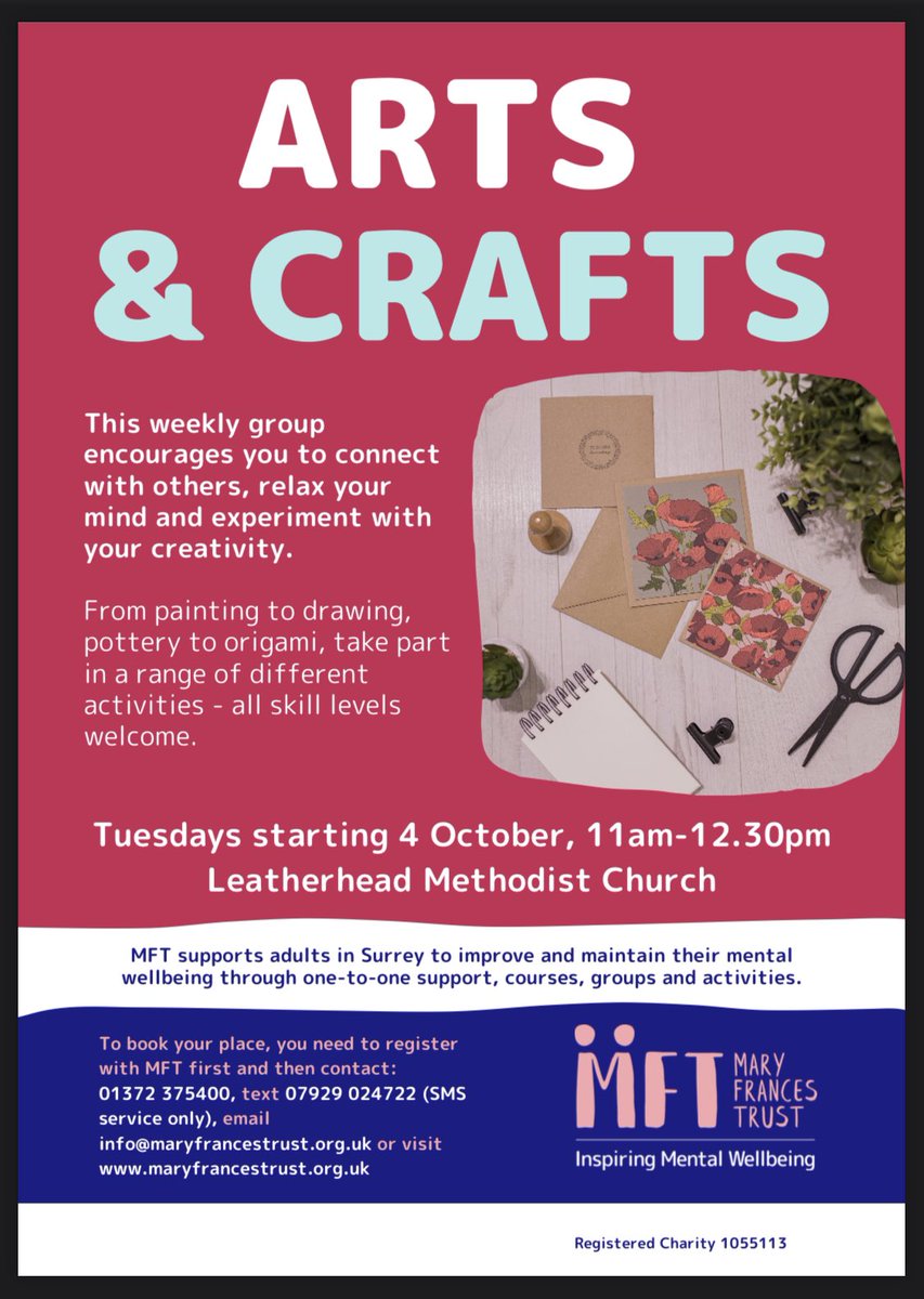 Kez27Kez's tweet photo. Arts & Crafts starts today in Leatherhead with Me @Kez27Kez @MaryFrancesTrst itโs been longtime since Iโve done art group but I have something exciting planned for everyone! Look for๐ #LetsGetCreative #CreativeMinds #Mindfulness #ArtsAndCrafts #AllAboutTheCreativity #MindSetFree https://t.co/cGHRMkLo53