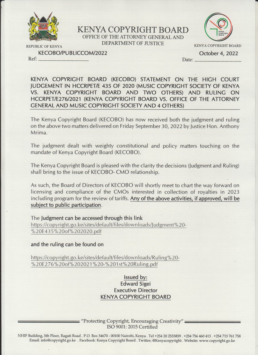 Kenya Copyright Board tweet media