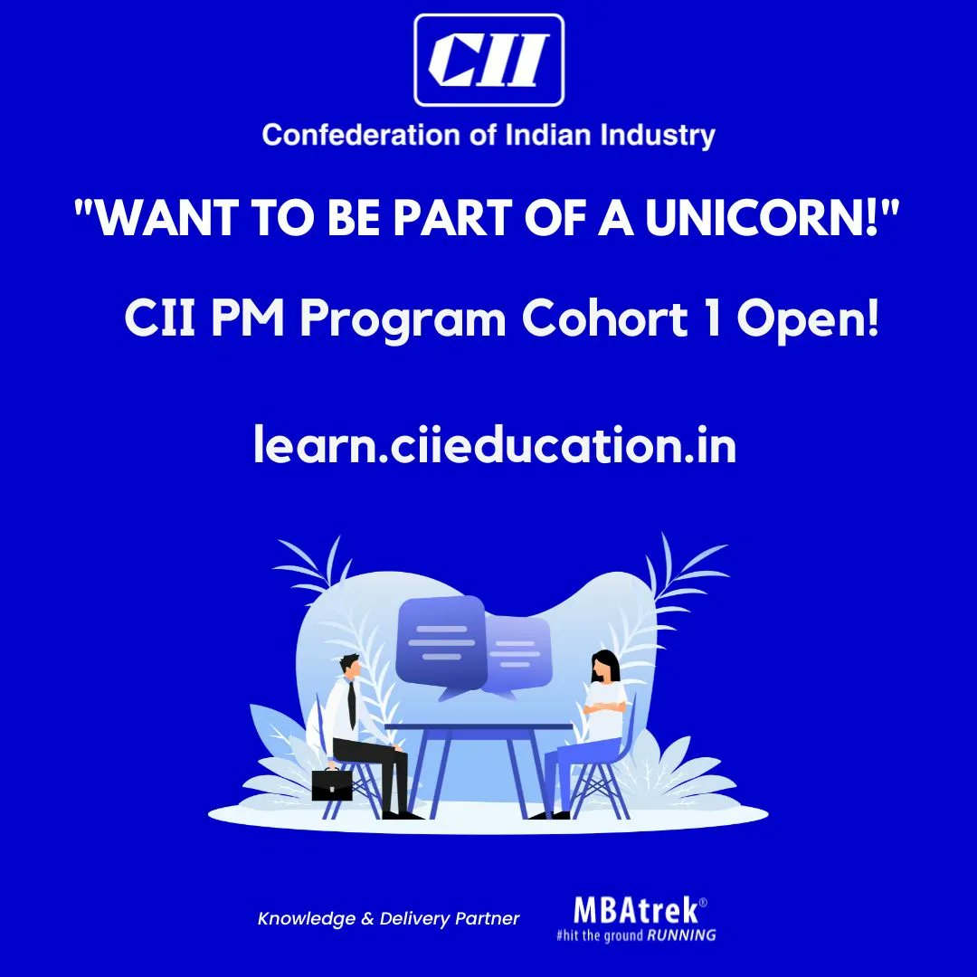 MBAtrekIndia's tweet photo. India has 107 #unicorns totaling $340.79 billion in valuation built by brilliant young tech product managers. Start your journey to a Unicorn today!➡️https://t.co/EpaFIbPMio

#productmanager #cii #certification #prodmgmt #mbatrek

@cii4education @CIIEvents @FollowCII https://t.co/l0F9wikGeB