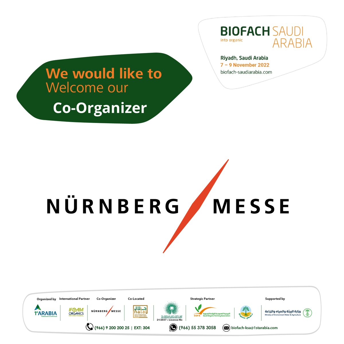 We are proud to welcome BIOFACH Saudi Arabia Co-Organizer @nurnbergmesse one of the 15 largest exhibition companies in the world!
 #1starabia #BiofachSaudiArabia #nürnbergmessegroup #biofach