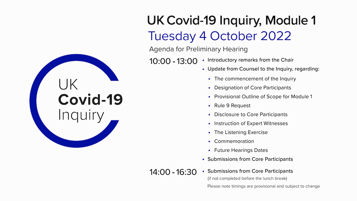 UK Covid19 Inquiry on Twitter "Our first preliminary hearing starts