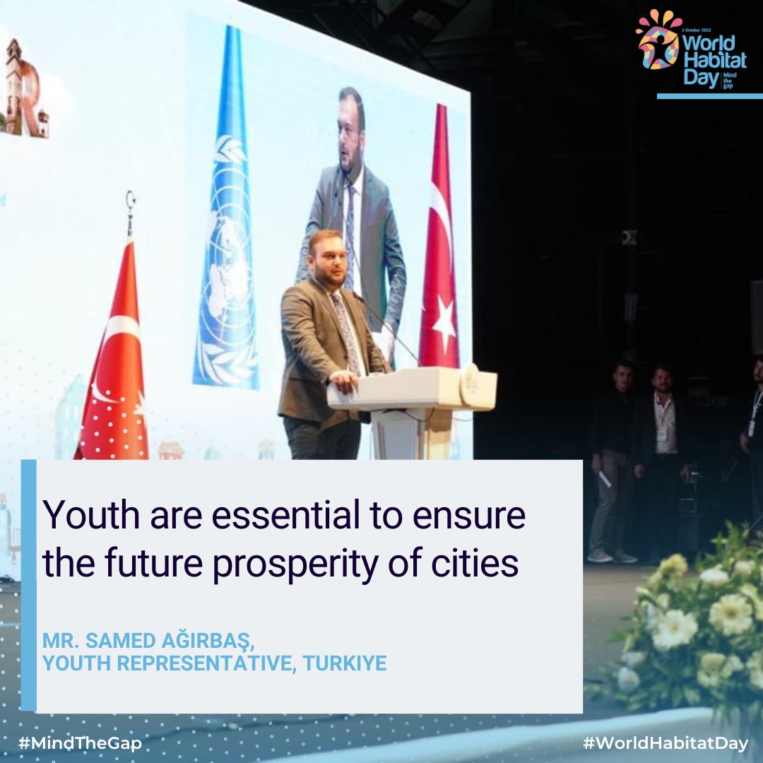 UNHABITAT's tweet photo. Don't Leave Youth Behind! Mr. Samed Ağırbaş, #Youth representative from Turkiye - talked about ensuring the participation of youth in shaping urban futures through inclusive approaches. Learn more from the roundtable on youth.
👉https://t.co/sBDLnC4CBk
#WHD https://t.co/OOfeNN37Wn