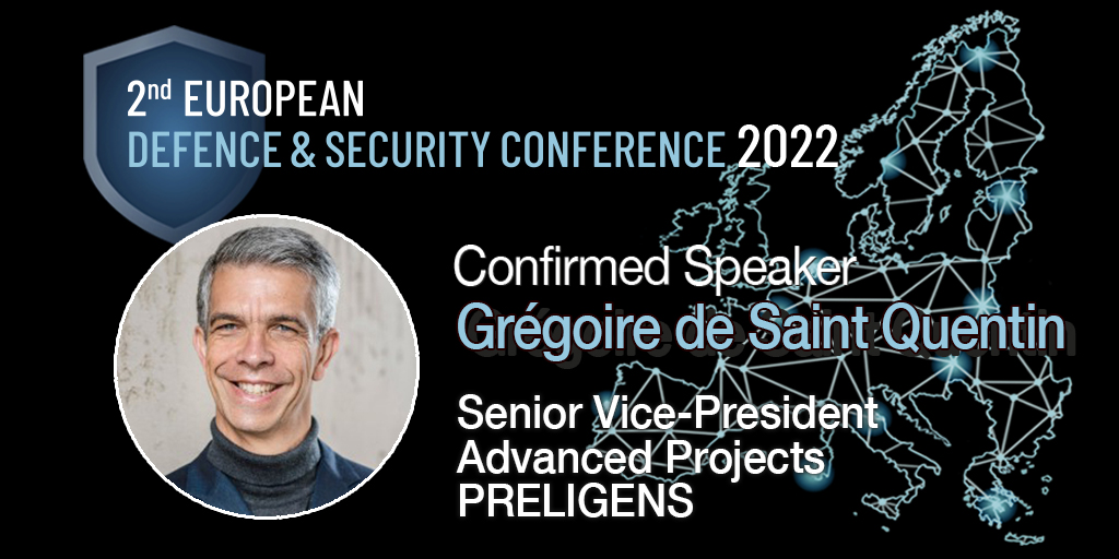 BBE_Europe's tweet photo. We are pleased to welcome @Preligens
Grégoire de Saint Quentin, who will take part in #4session: the role of key technologies and R&amp;D in strengthening European armed forces at the 2nd #EuropeanDefenceSecurityConf, taking place on 11 October.

Register at👉https://t.co/jD9fS4Huqd https://t.co/xs75oYtxmd