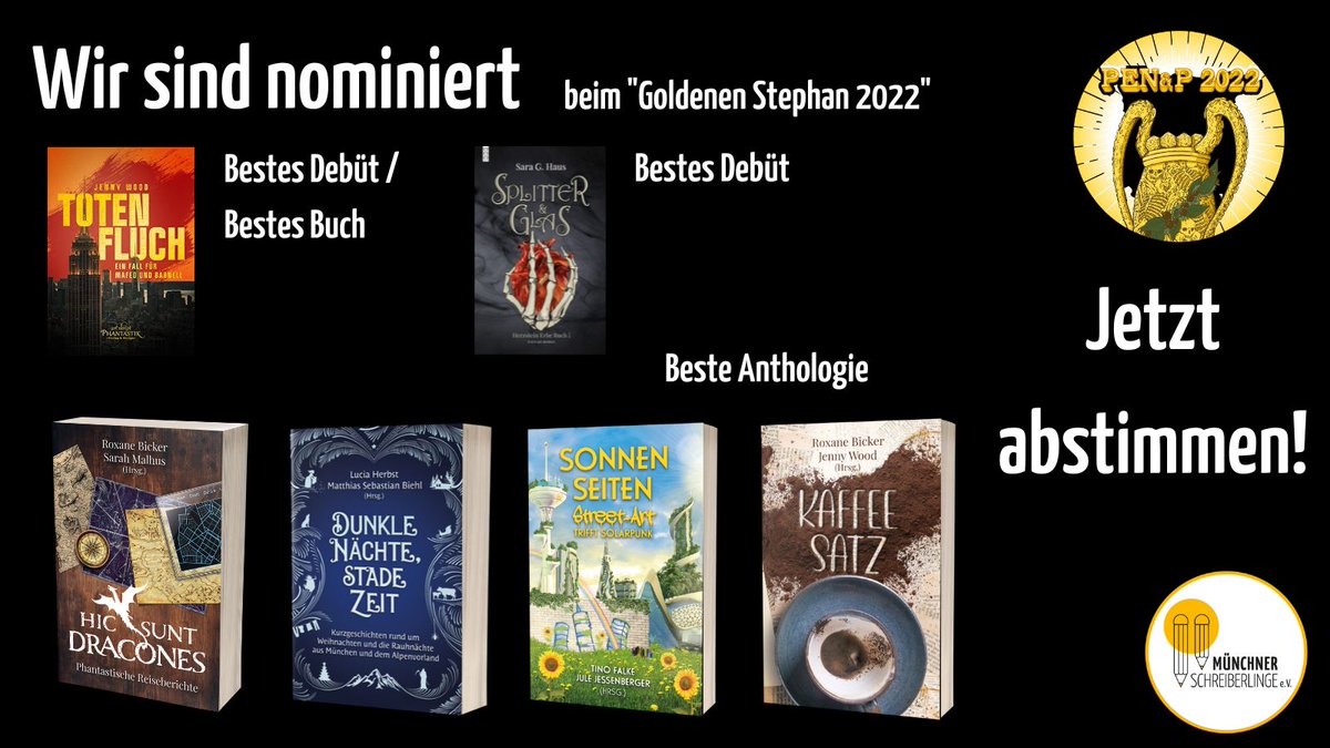 roxane_bicker's tweet photo. Die @MSchreiberlinge machen tolle Bücher! So toll, dass wir mit 6 Büchern ins Rennen um den "Goldenen Stephan" #PENP2022 gehen. Nun seid ihr gefragt - stimmt für uns ab unter: https://t.co/Avp6TA1f77
(bis 18.10.!) https://t.co/0TCawrjlG2