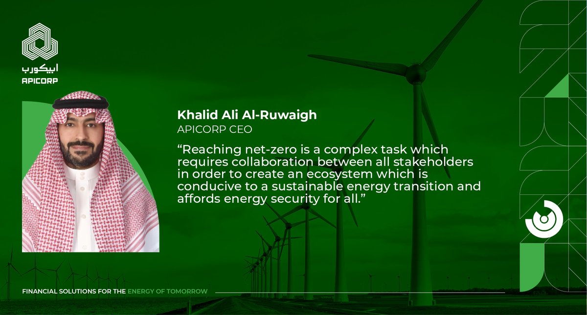 ArabEnergyFund's tweet photo. What will it take the world to reach #NetZero? In his panel at the World Green Economy Summit, Khalid Ali Al-Ruwaigh, #APICORP’s CEO underscored the collaborative efforts needed to facilitate a responsible and balanced energy transition, https://t.co/TuJKoUU9Q0