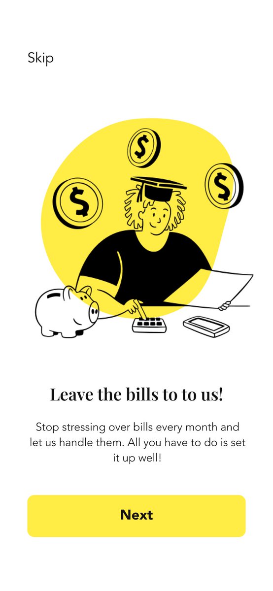 uxtobiaf's tweet photo. #UXWritingChallenge
Day 15 (final day!🎉)
Scenario:
Challenge: Write a multi-screen onboarding experience for a banking app that automatically pays a user's bills every month—as long as they set it up correctly.
Per screen:
Headline: 45 characters max
Body: 100 characters max https://t.co/m2hXNf2mwN