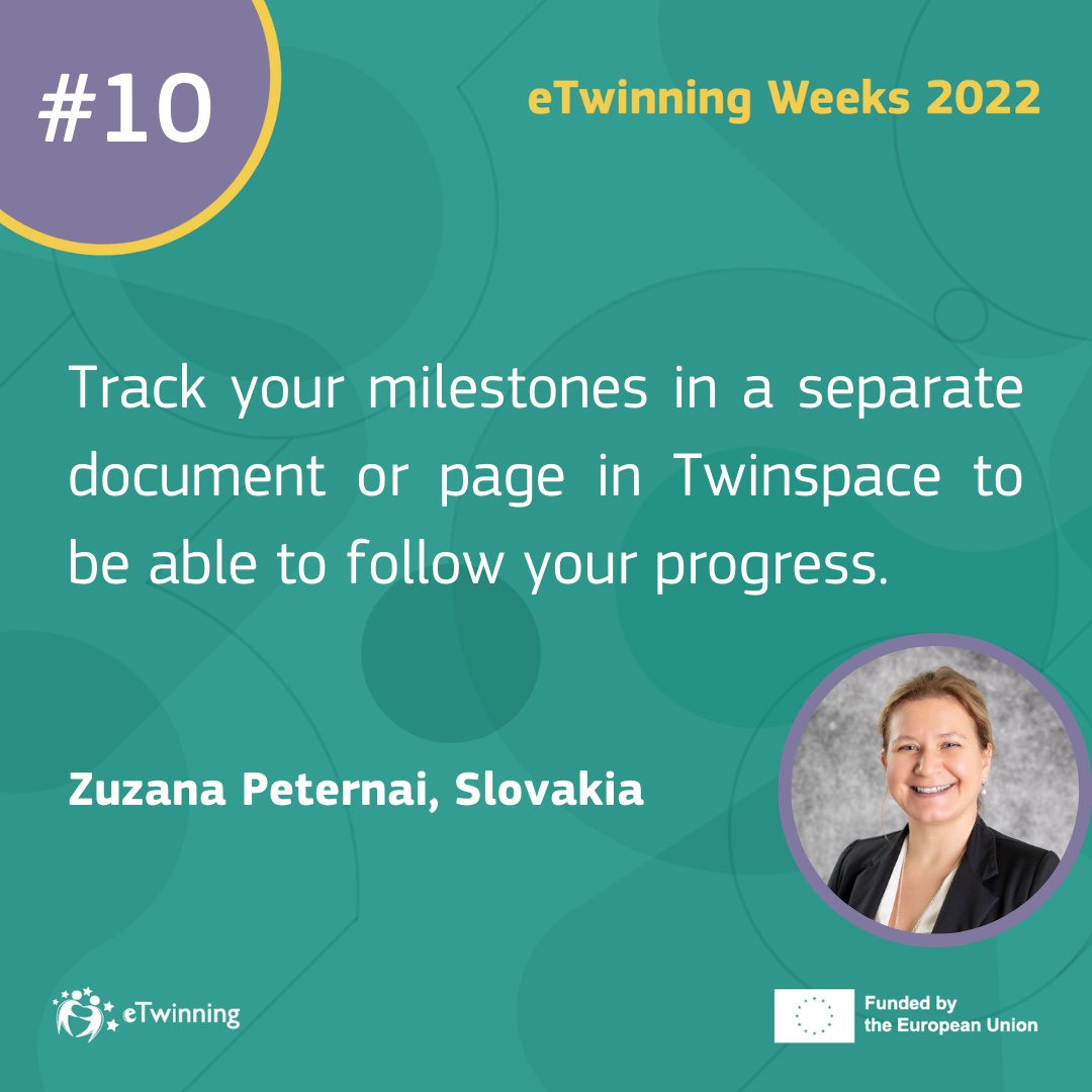 We are already on our 10th tip from Ambassadors

Here is today's #eTwip 

How do you track project results? Do you have a particularly interesting method you would like to share?⬇️

#eTw4Future