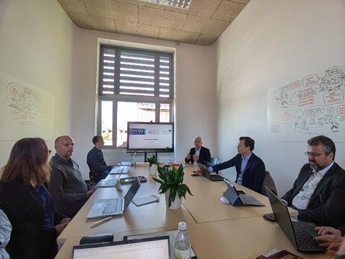 We've just started our final review meeting at the <a href="/Mobiel21/">Mobiel 21</a> premises, which is the capstone of our project! Thanks to all our 16 cities, which joined us on our ride by implementing amazing measures and reducing a significant amount of inner-city parking spaces🚗🅿️