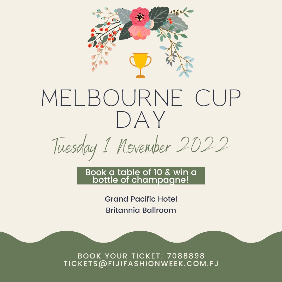 To all the fashion lovers out there - dress to your best, book a table for 10 guests &amp; win your bottle of champagne in our lucky draw! <a href="/FijiFashion/">Fiji Fashion Week</a> @GPH #suva #races #melbournecup