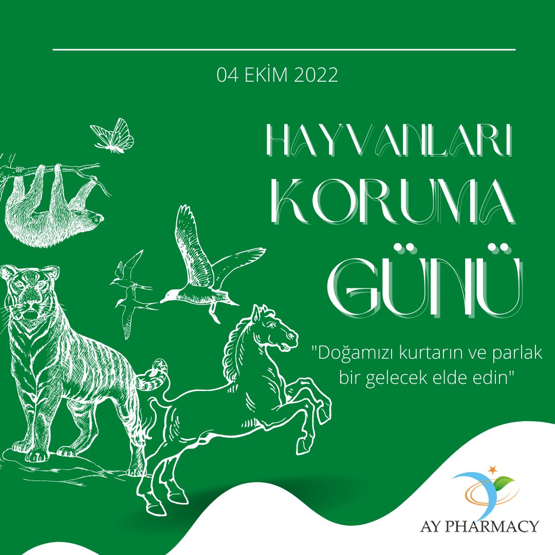 Hayvanların yaşam hakkını ve yaşam alanlarını korumak bizim elimizde. Bugün değil her gün onlara sahip çıkalım! 

4 Ekim Dünya Hayvanları Koruma Günü kutlu olsun.

#hayvanlarıkorumagünü 
#hayvanlarıkoruyalım 
#hayvanlarıkoru