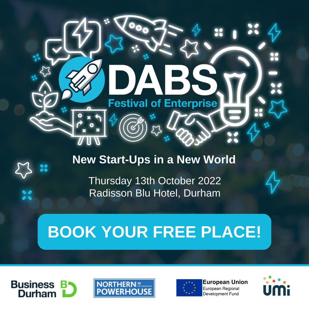 Are you an entrepreneur in County Durham needing help with the next steps of your business journey? 🤔

Then join us for the @DurhamStarts Festival of Enterprise for the opportunity to:
✅Network
✅Be inspired 
✅Gain advice from our experts

Book now👉 bit.ly/3AtiGPO
