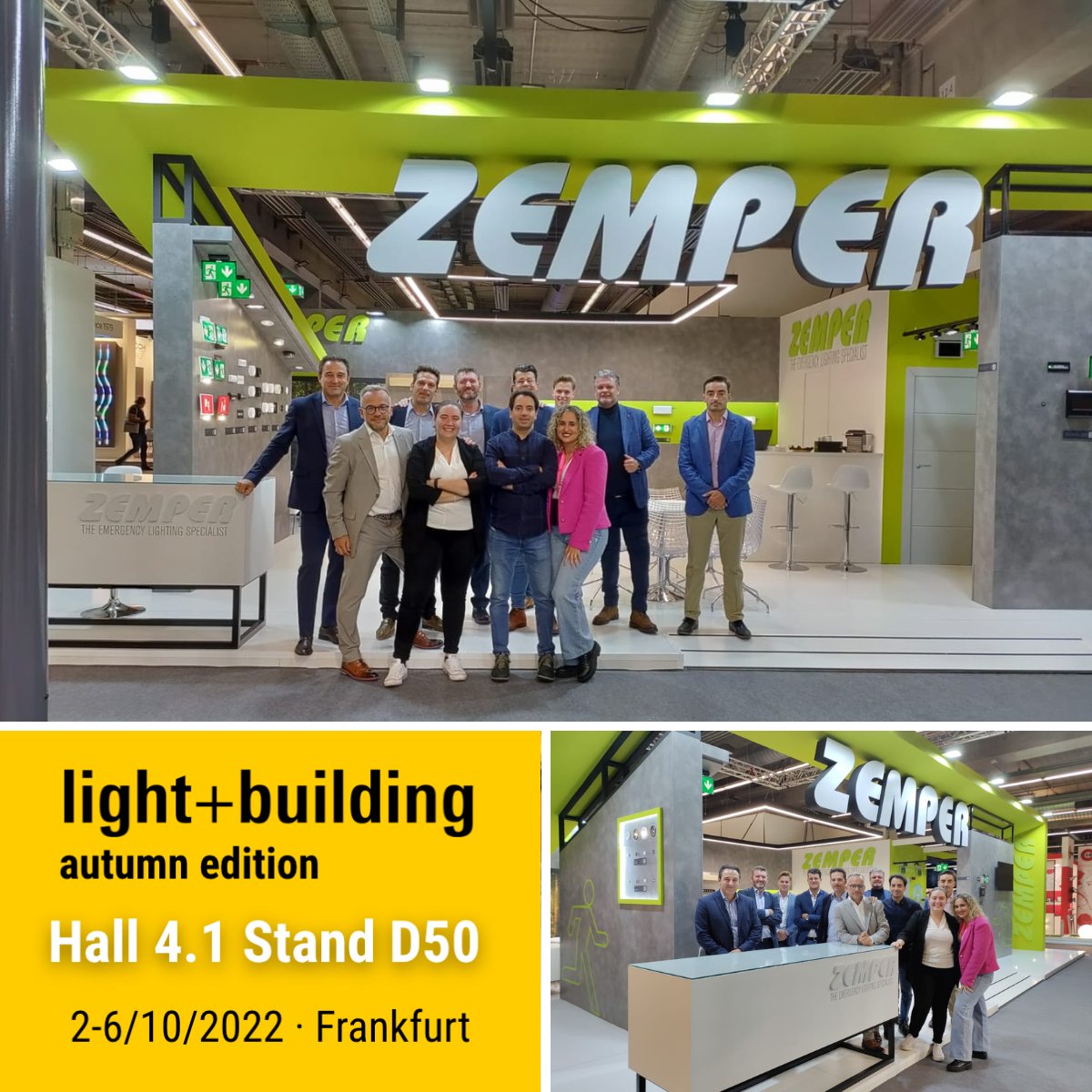 redZemper's tweet photo. El equipo Zemper en Light+Building 2022 . Estamos en el Hall 4.1 , stand D50, con todas nuestras novedades y muchas ganas de verte!!!

#lightbuilding2022 #emergencylighting #iluminacióndeemergencia #safetyfirst #innovation https://t.co/Us0RohDlKT