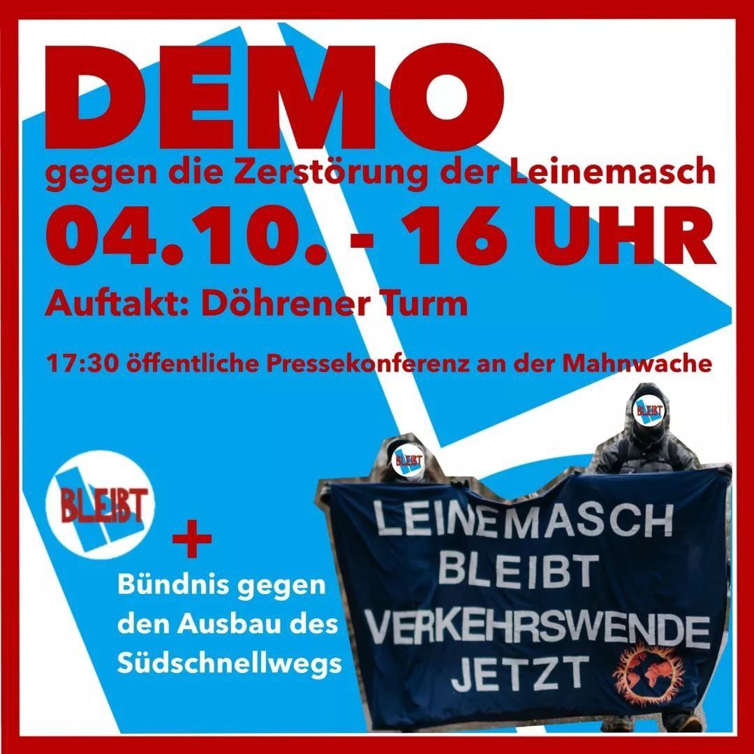 Ab heute beginnt die Rodungssaison und die Leinemasch kann zerstört werden. 
Lasst uns zusammen dagegenhalten und heute um 16 Uhr auf der Demo von @Leinemaschbleib zeigen wie scheiße wir das finden!