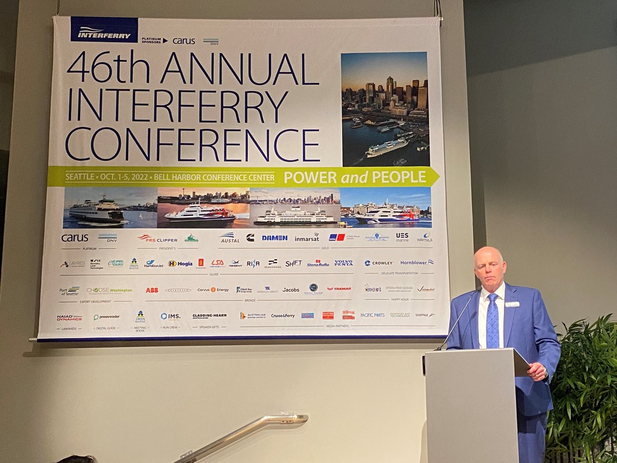 Cruise_Ferry's tweet photo. @Cruise_Ferry's Jon Ingleton watched as @InterferryOrg CEO Mike Corrigan welcomed delegates to #interferry46, which is being hosted by @wsferries and @FRSClipper.
@treholla of @HighlineSchools gave the keynote, sharing his brand of “hands on, hearts on, minds on" education. https://t.co/LimEsCdlxh
