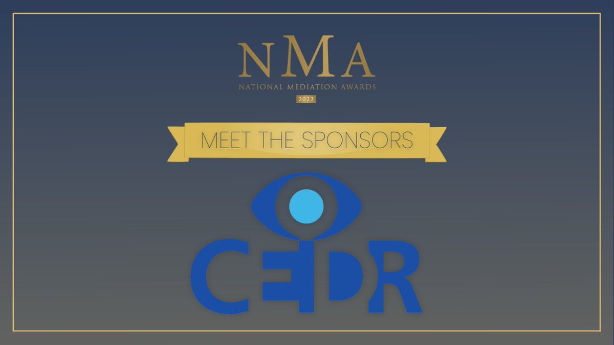 <a href="/cedrsays/">CEDR</a> will be sponsoring the #Community #Mediator of the Year Award 2022! We couldn't be more delighted to have this fantastic #mediation organisation on board for this year's awards. #NMA2022 <a href="/civil_mediation/">Civil Mediation Council (CMC)</a> <a href="/CollofMeds/">College of Mediators</a> <a href="/FamMedCouncil/">Family Mediation Council</a>