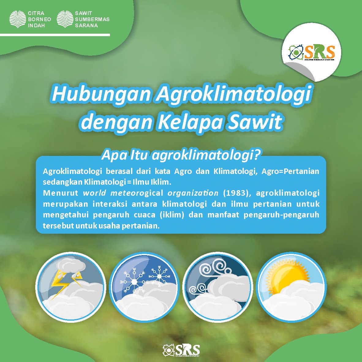 sulungresearch's tweet photo. Dalam bidang pertanian atau perkebunan iklim menjadi salah satu faktor yang berpengaruh dalam perencanaan dan pengelolaan tanaman budidaya, begitupun dalam bidang perkebunan kelapa sawit. Dalam ilmu pertanian ilmu terkait iklim dikenal dengan istilah Agroklimat. https://t.co/8xX2xGlAAK