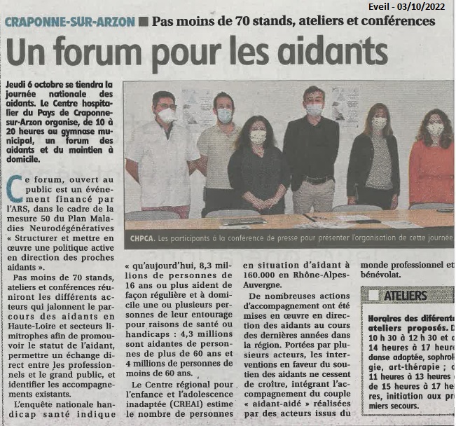 ADMR_HTE_LOIRE's tweet photo. Journée nationale des aidants.
L'ADMR de Craponne et le SSIAD ADMR 43 seront présents au forum des aidants pour présenter leurs activités en lien avec le besoin des aidants. https://t.co/30HycfXxSs