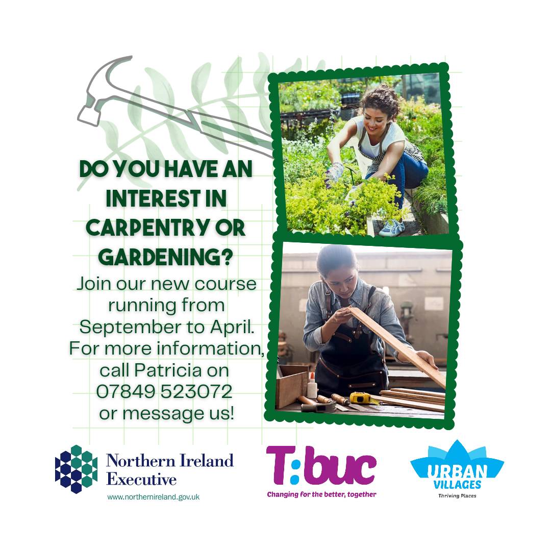 womenstec's tweet photo. A few last-minute spaces have become available on our gardening or carpentry course for women living in Ballysillan or Ardoyne - you can get in contact with Patricia on 07849523072 or fill out an interest form on our website! https://t.co/N2eCV86DIN #diycourse #diycoursebelfast https://t.co/MVSf7t8QJl