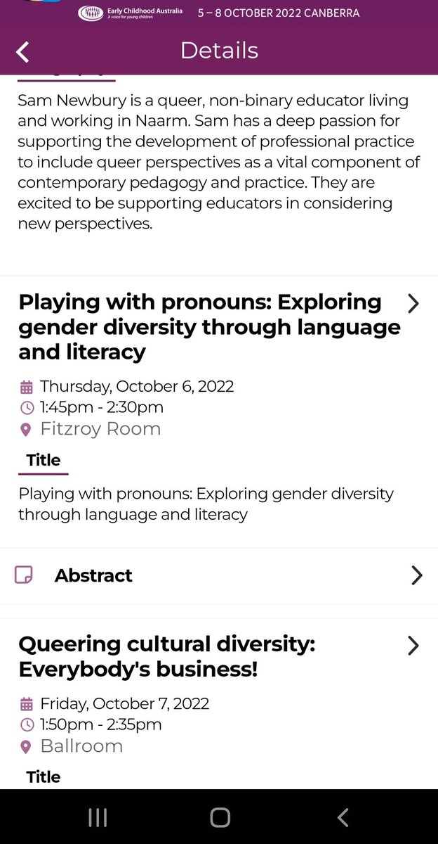 QueerEdWithSam's tweet photo. Can't wait to see everyone at the #ECAConference. Here's what I'm presenting! Come along and learn how to embed #queerperspectives in your practice. https://t.co/3H71XmktL2