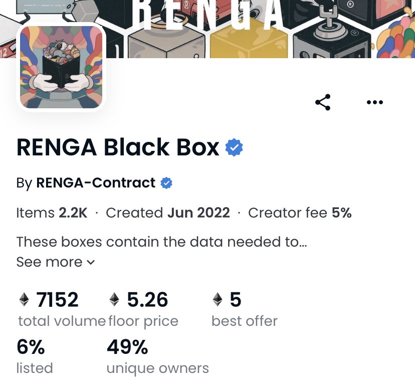 Renga Black Box NFT giveaway 🖤

Floor price is 5.26 $ETH 🎁

Follow with 🔔 Like &amp; RT ~ 24 hrs ⏰