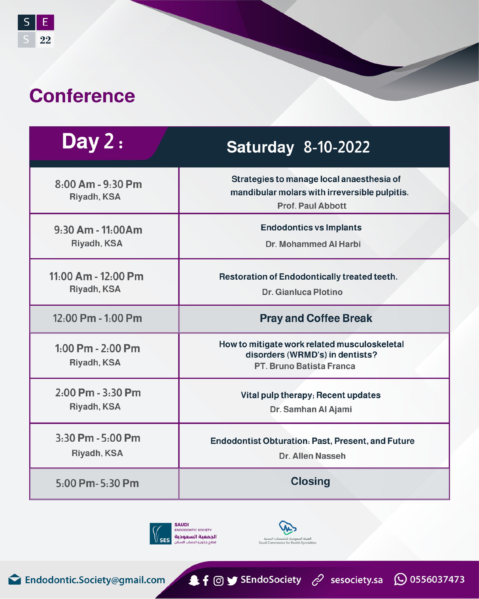 Saudi Endodontic Society on Twitter "Saturday Conference Day Two 8102022 at Crowne Plaza