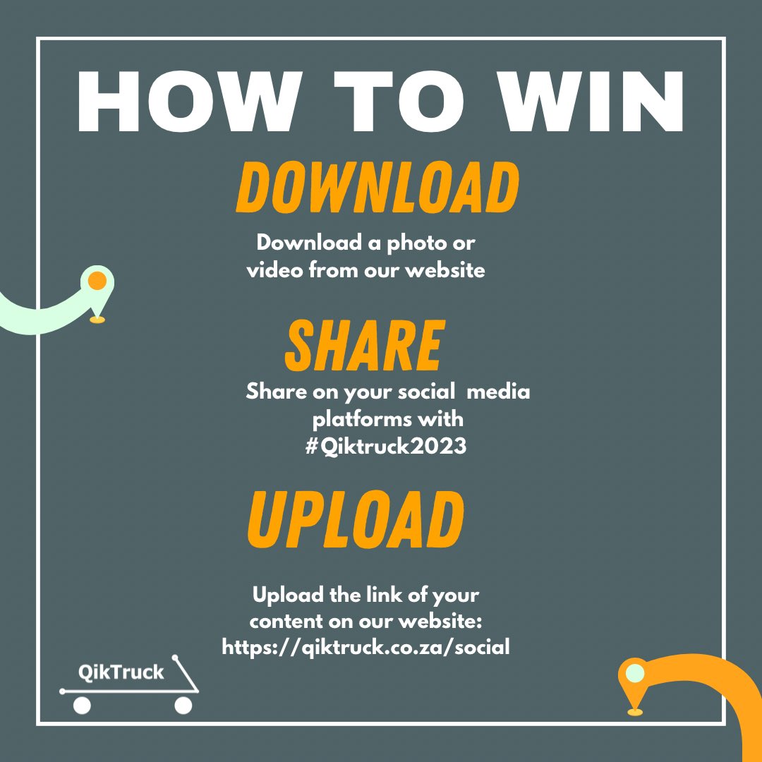 Stand a chance to WIN your share of R10000 with QikTruck TO ENTER simply follow the easy steps. Visit our website to enter the competition : qiktruck.co.za/social #Qiktruck2023 #transportmonth #GalaxyZFlip4 #Competition