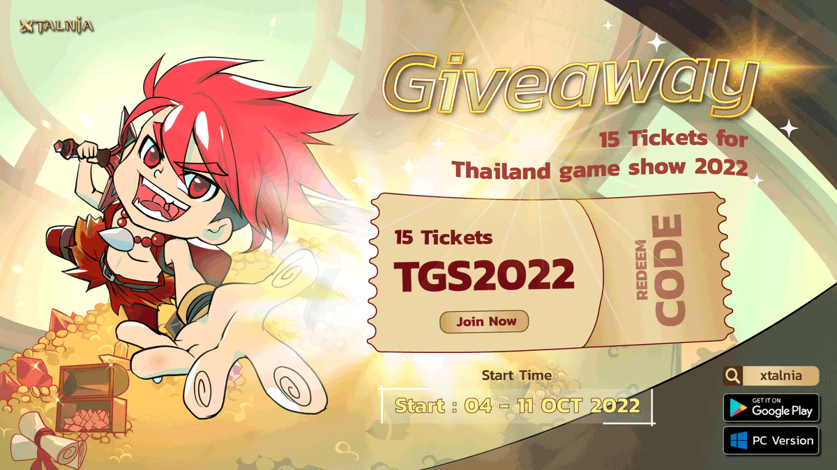 Saen_D1999's tweet photo. Meet us at Thailand Game Show 2022, Booth D11 at Queen Sirikit National Convention Center this October 21-23.
You can have a ticket to join Thailand Game Show with us by following the rules below. 
Don't forget to meet us 🔥🔥
.
📌  https://t.co/rvWh8feya0
#Xtalnia #Giveaway #P2E https://t.co/K8W22JYugB