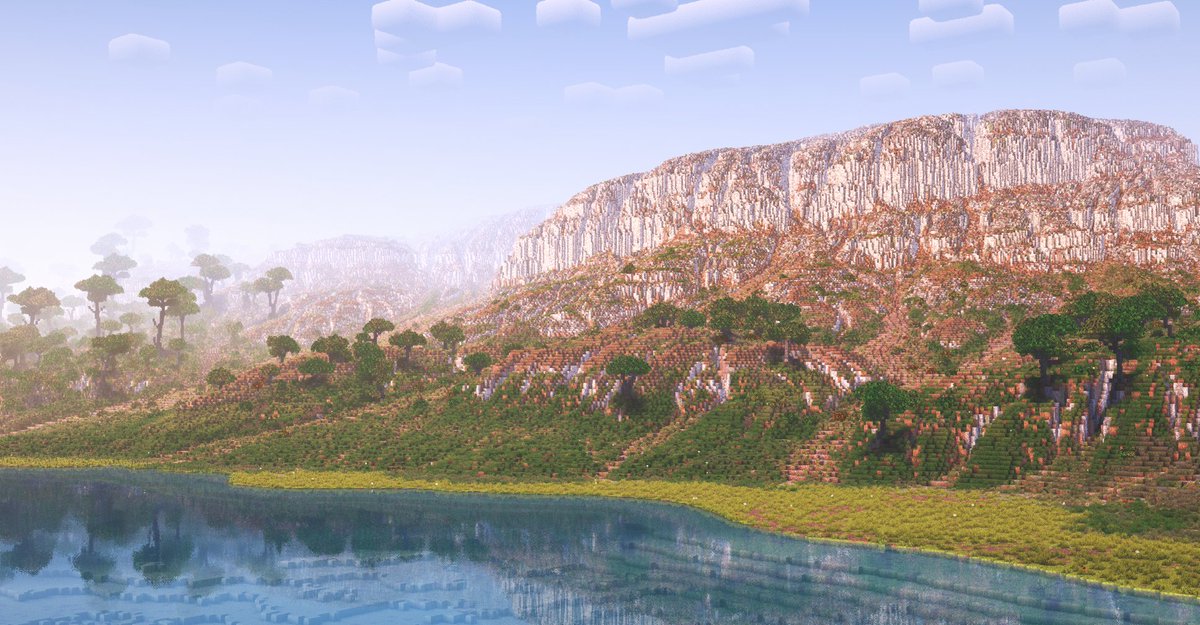 #Minecraft #terrain #minecraft建築コミュ #render #Worldpainter
A small river flowing under the terraced plateau🌲🌲
by Po_er