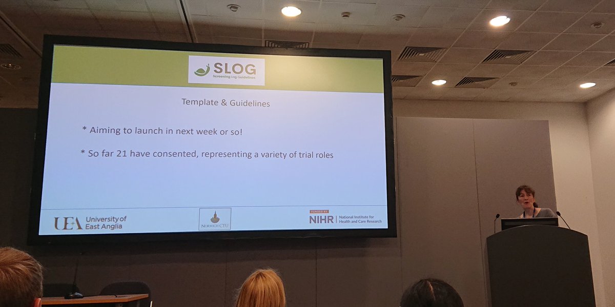 CTUDM's tweet photo. @NorwichCTU presenting their screening log project, SLOG, at #ICTMC2022 - for more info, contact slog.project@uea.ac.uk https://t.co/wixULdNfHB