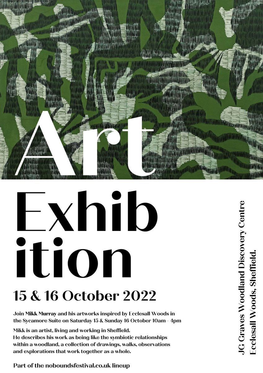 I am incredibly proud to share my exhibition at @Ecclesallwoods and <a href="/WoodlandCoffee/">Woodland Coffee Stop, Ecclesall Woods, Sheffield.</a> as part of <a href="/festival_no/">No Bounds Festival</a> in Sheffield on the 15 &amp; 16 October 🌳 Paintings and drawings inspired by my many walks in Ecclesall Woods and Ancient Woodlands. 10-4pm both days 💚🌳