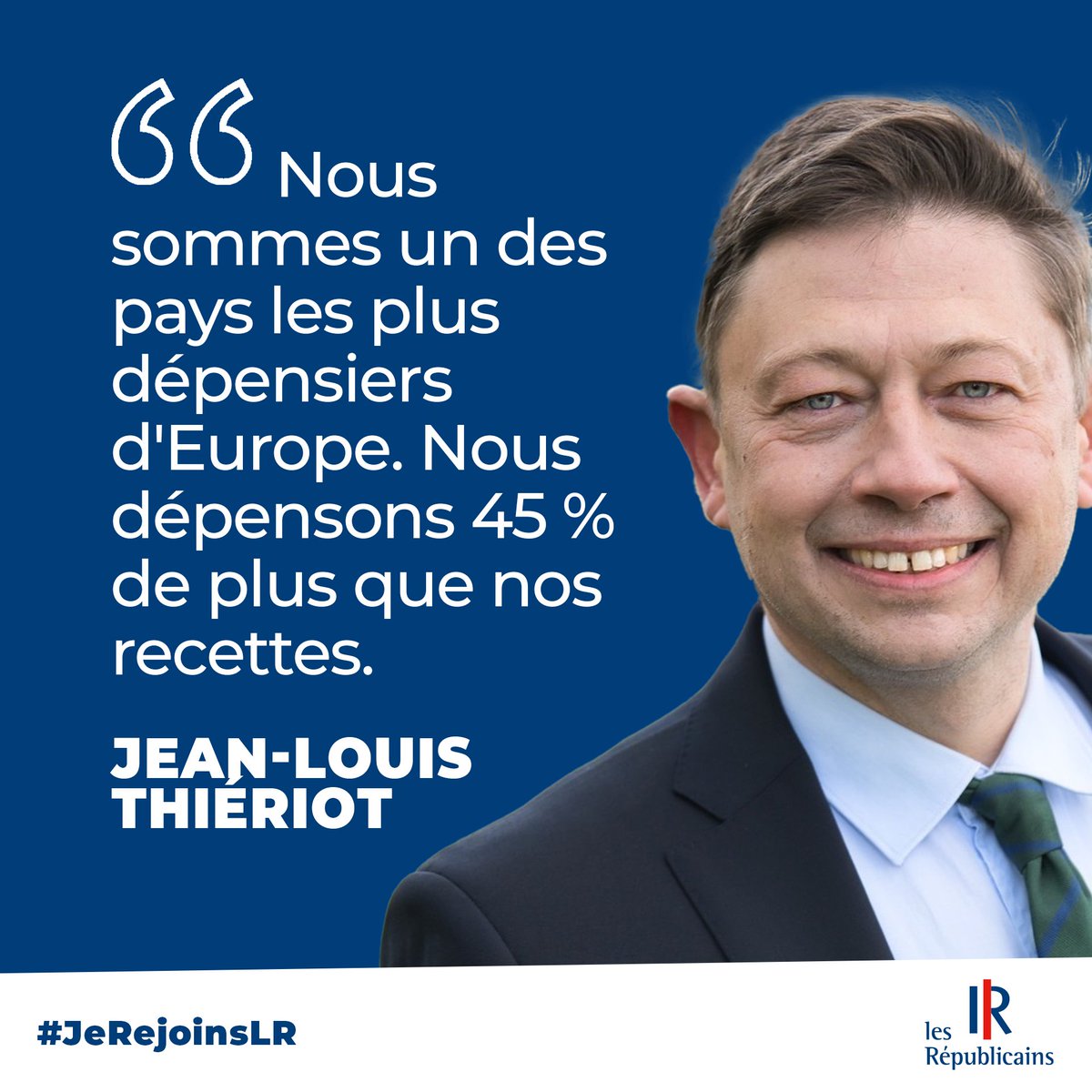 lesRepublicains's tweet photo. .@JL_Thieriot : « Nous sommes un des pays les plus dépensiers d'Europe. Nous dépensons 45 % de plus que nos recettes. » #JeRejoinsLR https://t.co/Nmoot567yk