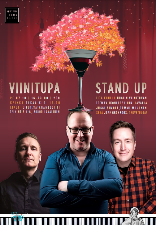 Pimeneviin syksyihin toimii kuin nakutettuna lasillinen punaviiniä ja stand up -esitys tunnelmallisessa miljöössä! 😍🙏❤️🍷😁 Tervetuloa #SataHämeSoi'n #Viinitupa'n #StandUp -iltaan pe 7.10. Ravintola auki klo 16-23, Showtime klo 19.00. Liput: liput.satahamesoi.fi