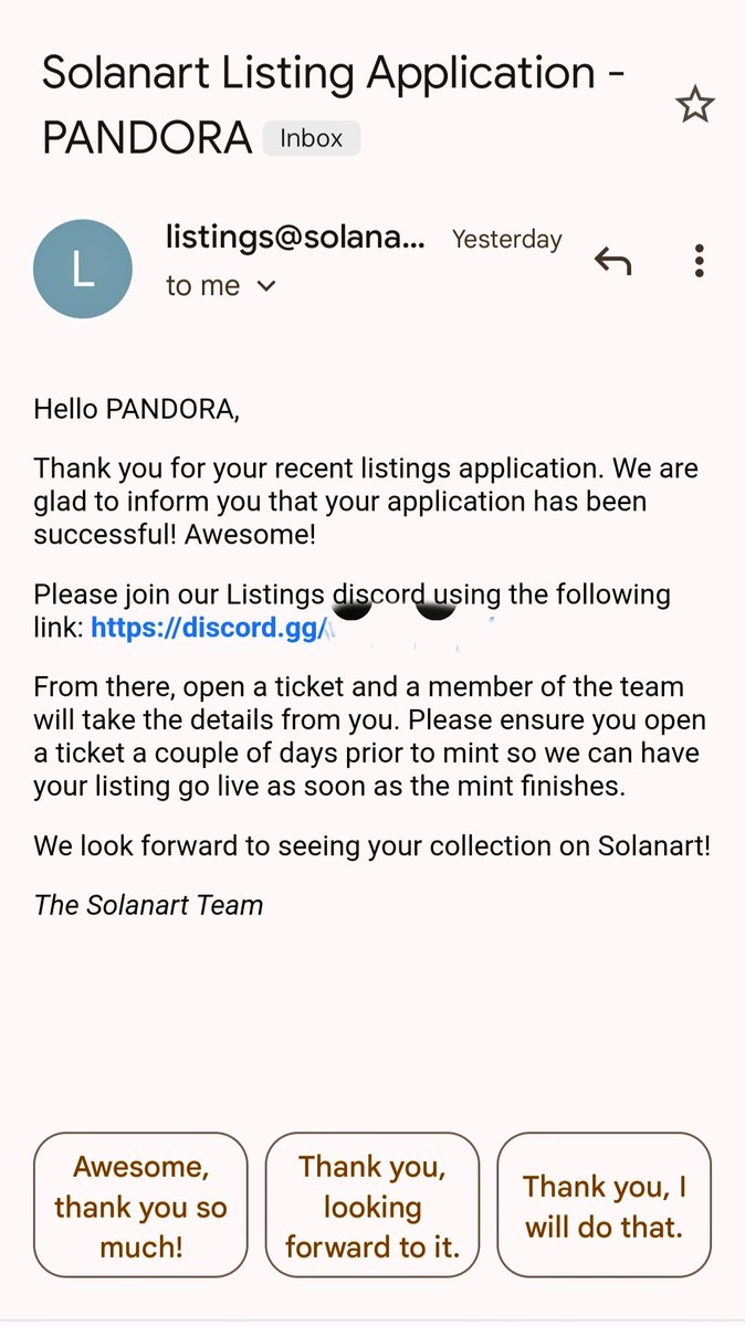 PANDORA 🎁 | PANDORA LAB & DEFI (@pandora_nfts) on Twitter photo Thank you <a href="/SolanartNFT/">Solanart - Instant Loans Now Live</a> <a href="/SolanartListing/">Solanart Listings</a> .
Dear Pandorians Solanart will be the first marketplace we list after mint!
#NFTshill #NFTdrops #NFTmarketplace #NFTGiveaway #NFTsales #SOL #Solana $SOL #Pandora #Pandora🎁 Thank you <a href="/SolanartNFT/">Solanart - Instant Loans Now Live</a> <a href="/SolanartListing/">Solanart Listings</a> .
Dear Pandorians Solanart will be the first marketplace we list after mint!
#NFTshill #NFTdrops #NFTmarketplace #NFTGiveaway #NFTsales #SOL #Solana $SOL #Pandora #Pandora🎁