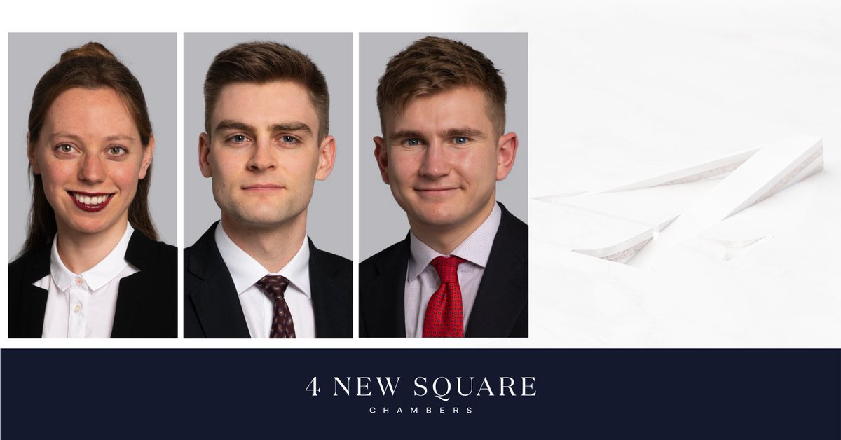 4 New Square Chambers' is delighted to announce that Camilla Cockerill, William Birch and Edward Grigg have accepted tenancy offers following the successful completion of their pupillages.

Read more here: bit.ly/3SJbvuI